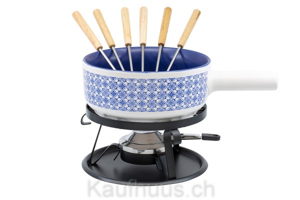 Käsefondue-Set Element "Kacheln", Ø 22 cm, blau