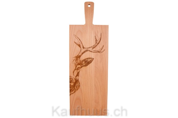 Holzbrett "Hirsch Zoom", Buche, klein