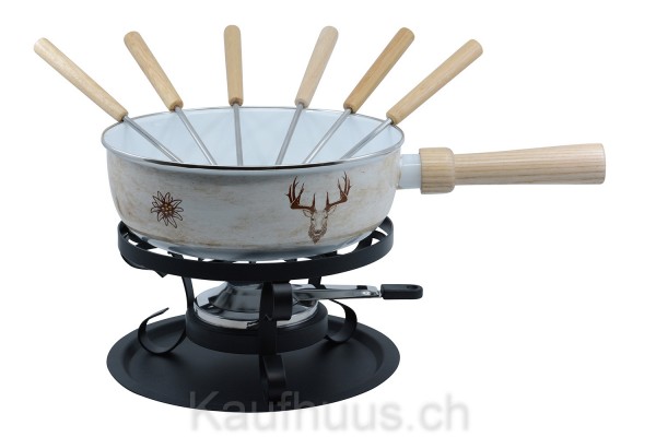 Käsefondue-Set Emaille „Hirsch Retro", 9-teilig