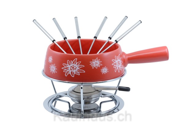 Käsefondue-Set Medium "Edelweiss Rot", 9-teilig