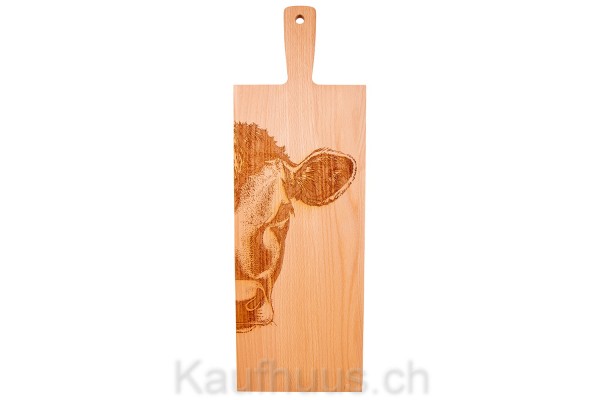 Holzbrett "Kuh Zoom", Buche, lang