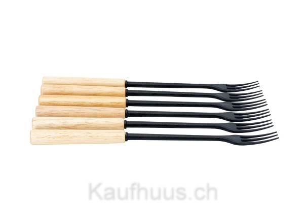 Käsefondue-Gabeln "Protect Wood Black", 6 Stück