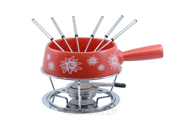 Käsefondue-Set Medium "Edelweiss Rot", 9-teilig